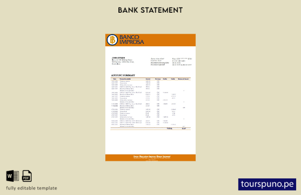 listo para imprimir plantilla de word   extracto bancario de Costa Rica Banco Im